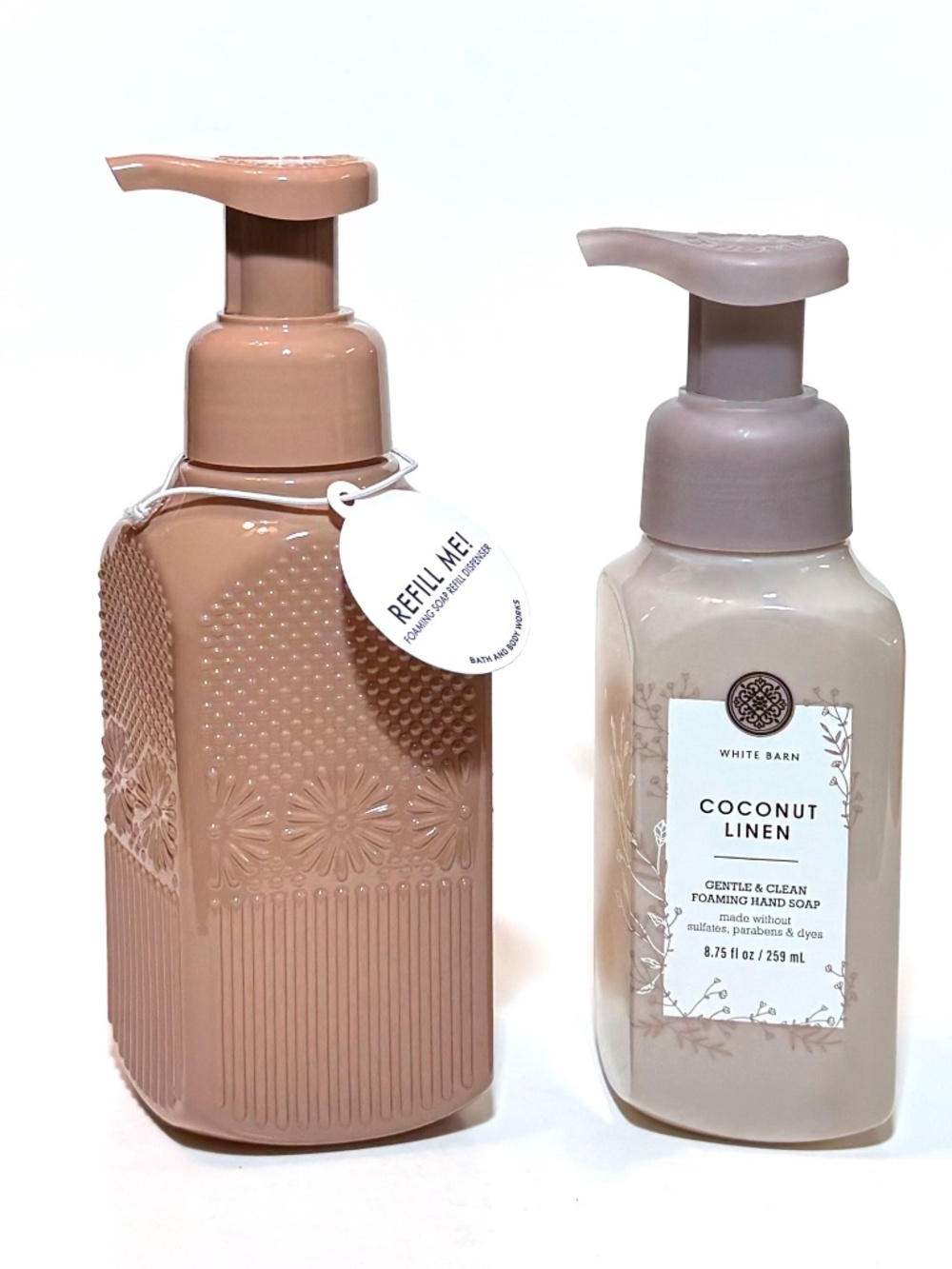 TAN FLORAL Foaming Hand Soap Dispenser & Soap